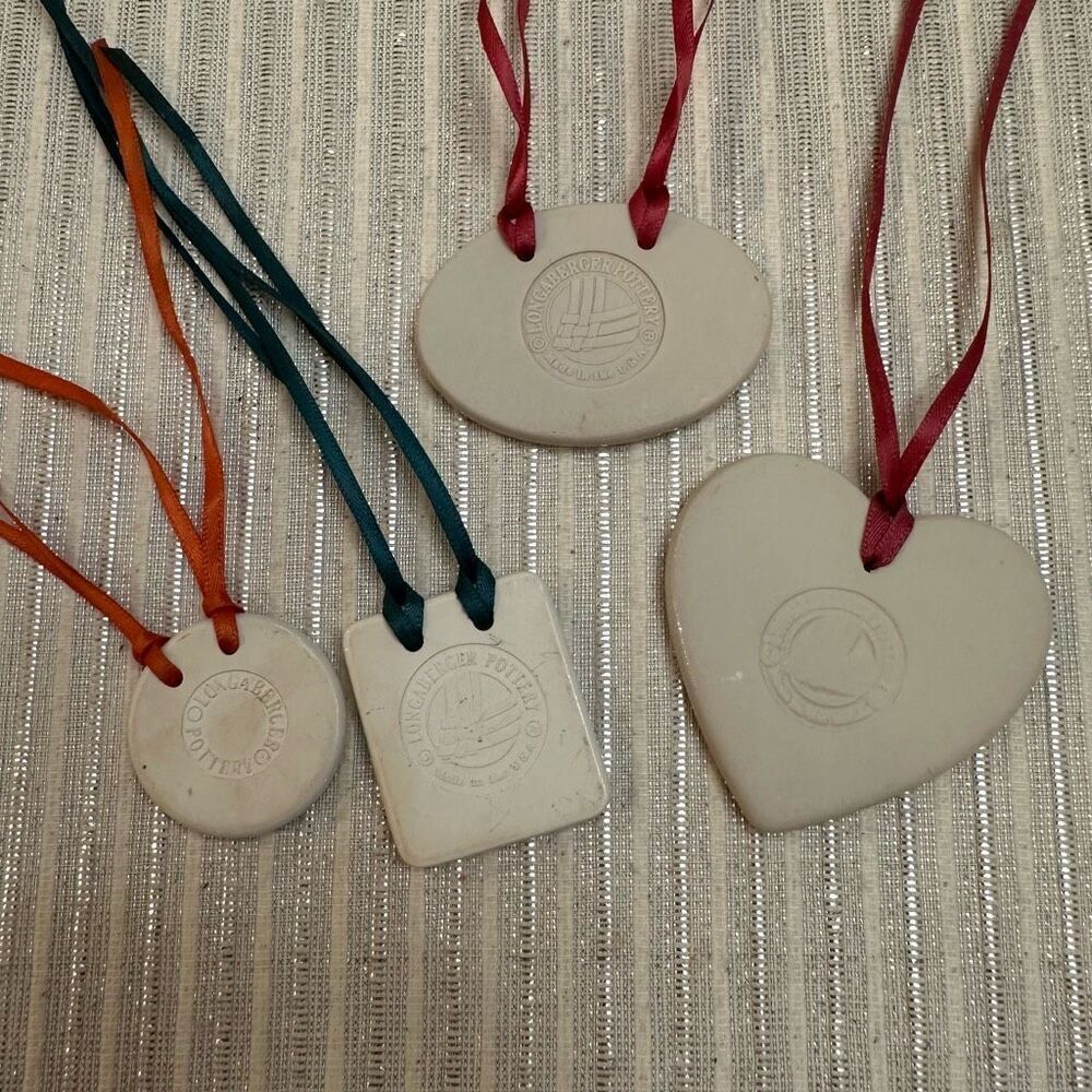LONGABERGER lot of tie- on‎ Ceramic Vintage Hanging Ornaments 4 pieces - Picture 7 of 7